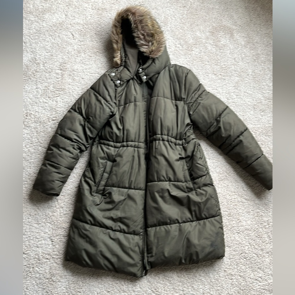 Olive Green Old Navy Maternity Puffer Coat (S)